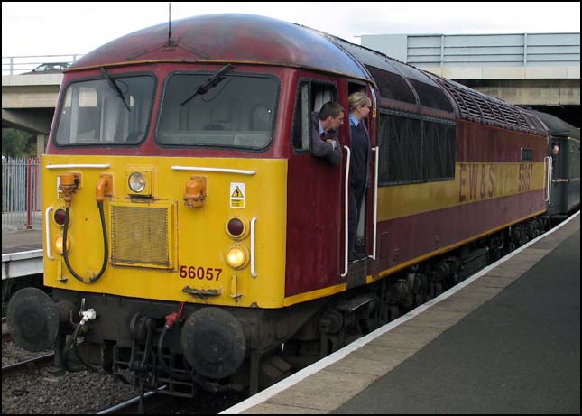 Class 56057 at Orton Mere station on the Nene Valley Railway