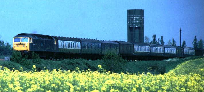 Class 47 on an up parcels train at Abbots Ripton