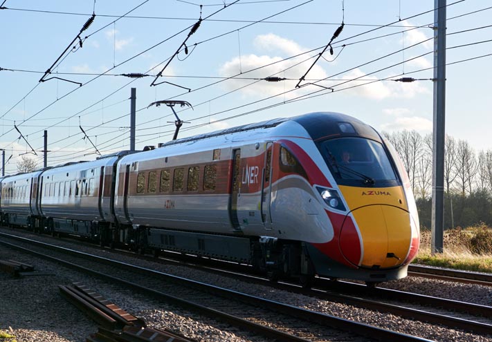 LNER Azuma  on the down fast at Abbots Ripton on the 2nd of November in 2020