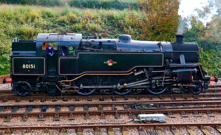 Standard 4MT 2-6-4T  80151 light engin at Horsted Keynes Station 
