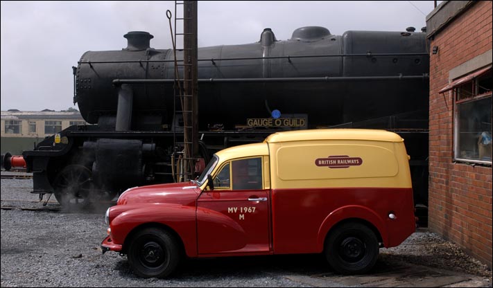 British Railways van next to 8F 48151 on shed 