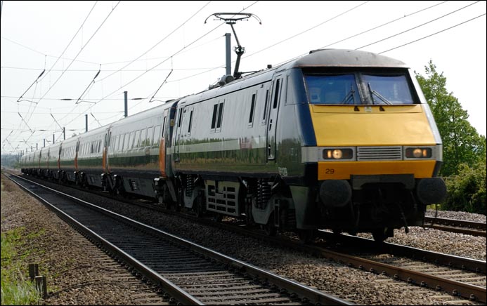East Coast class 91129 also at Conington on 6th May 2011 