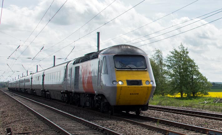 Virgin East Coast HST on the down fast at Conington 