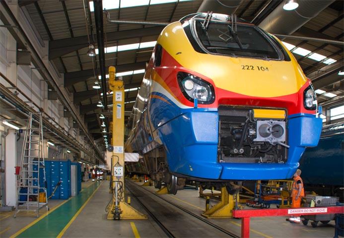 Class 222 104 being lifted of the tracks at the open day in 2014