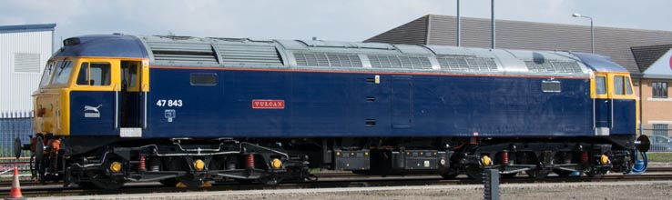 Class 47843 is in Riviera Trains blue