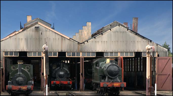 Engines out side of The Great Western Society Didcot shed