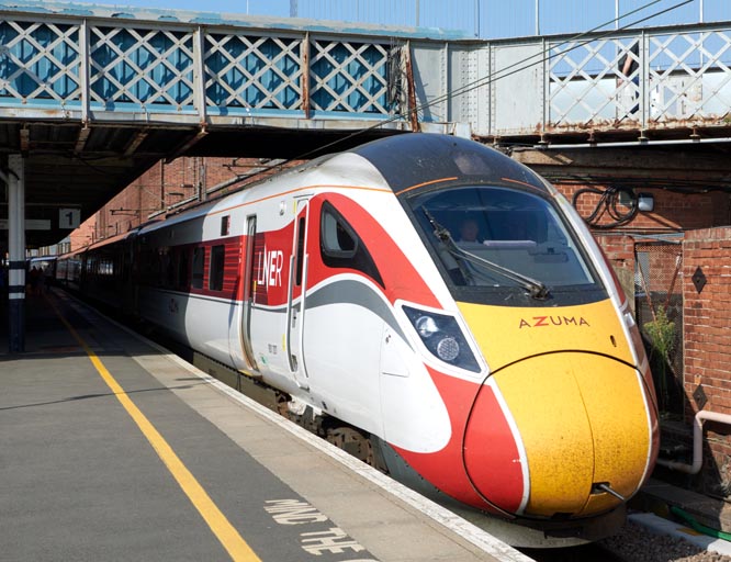 LNER Azuma 801 207 in platform 1 at Doncaster station on the  7th of September 2021