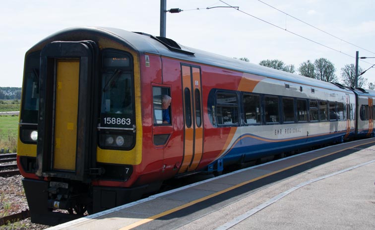 EMR class 158 863 in Ely station 