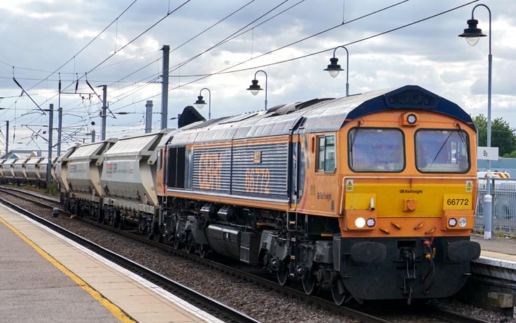 GBRf class 66772 out of goods loops at Ely station on the 13th of September 2021