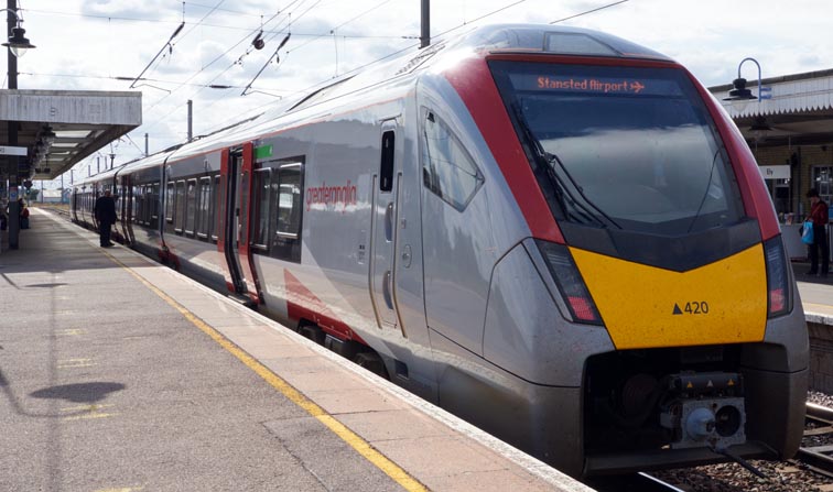 Greater Anglia Norwich to Stanstead Airport train at Ely station 