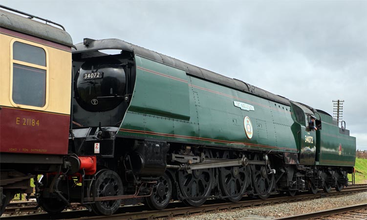 34072at Quorn and Wood House station during the Winter Gala 29th January 2022