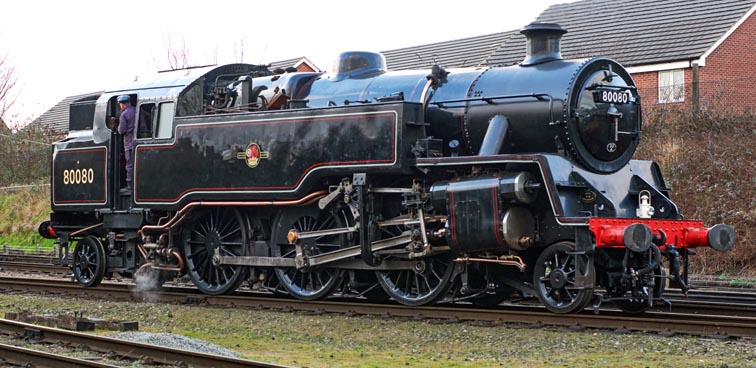 British Railways Standard Class 4 2-6-4T 80080 at at Loughborough station 
