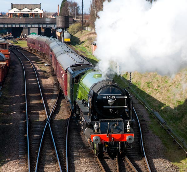 A1 60163 Tornado out of Loughborough Great Central station 