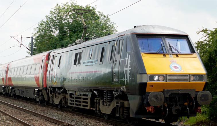 LNER class 91111 at Holme on the ECML with a down train on 2nd of July 2021 .