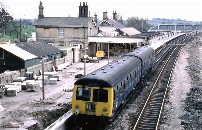 DMU during the Alterations to Huntingdon station in BR days