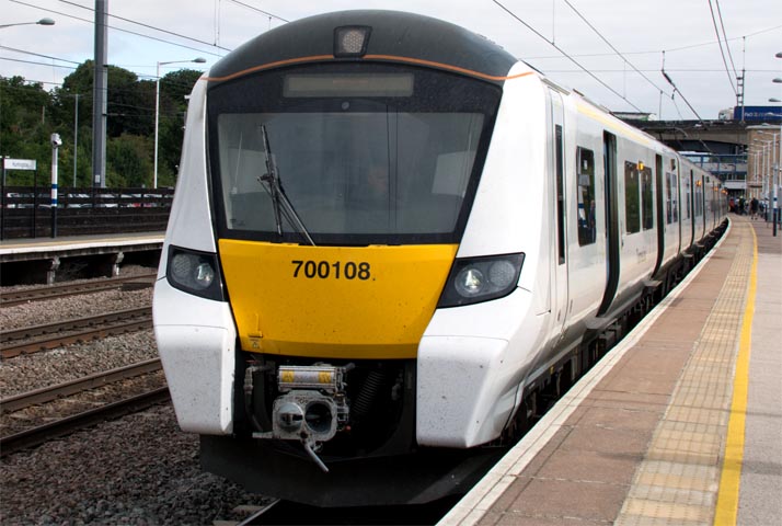 Thameslink class 700108 at Huntington station 