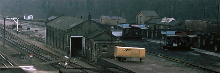 the down side of Huntingdon station with the old GNR goods shed 