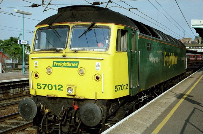 Freightliner Class 57012 at Ipswich station in 2005  Freightliner Class 57012 at Ipswich station in 2005