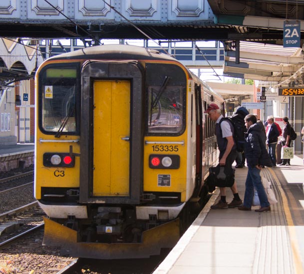 Greater Anglia class 153335 at Ipswich station 