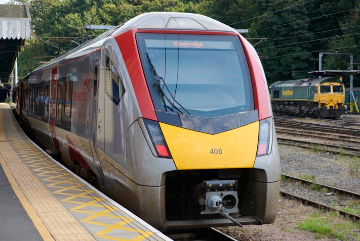 Greater Anglia train to Cambridge at Ipswich station on the 21st of September 2021