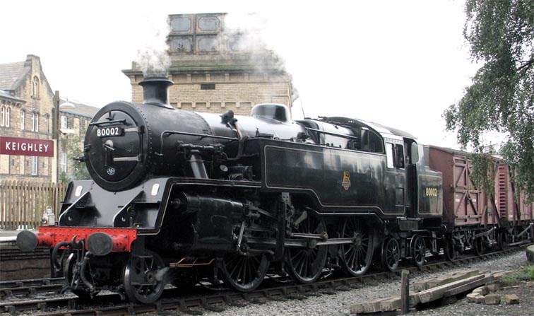 2-6-4T 80002 on Freight at Keighley 