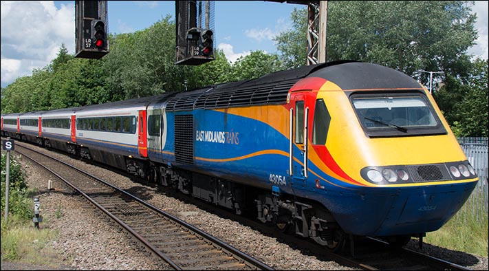 East Midland Trains HST 43054 with a train with a failed HST on the other end on the 10th of June 2014  East Midland Trains HST 43054 with a train with a failed HST on the other end on the 10th of June 2014