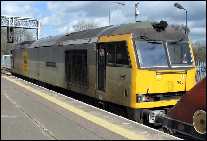 Class 60 046 in a very dirty state with a freight at Kettering