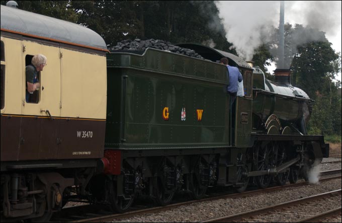 Pitchford Hall waits to cross over into the Seven Valley Railway at Kidderminster mainline station 