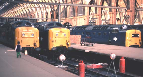 3 Deltics at Kings Cross Station