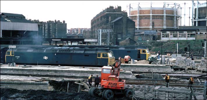 Two class 47s in Kings Cross with work in full swing