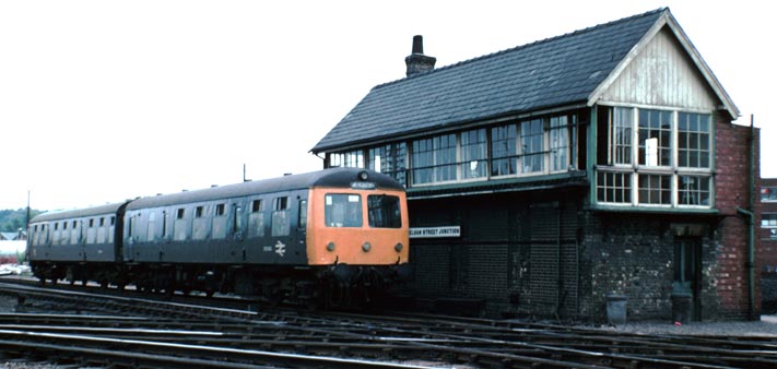 Cravens DMU next to Pelham Street Junction signal box 