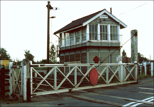 The signal box at Littleport with its level crossing gates  The signal box at Littleport with its level crossing gates