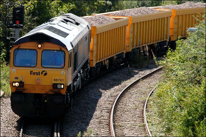 First GBRf Class 66701 comes into Whitemoor from Peterborough in August 2009 