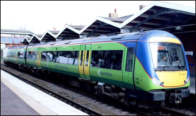 Central class 170523 in March railway station in 2002