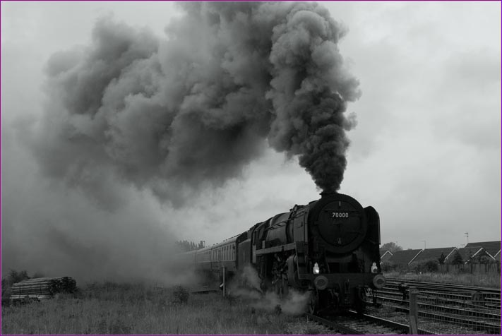 Britannia comes out of the south Yard in heavy rain 7th June 2012 