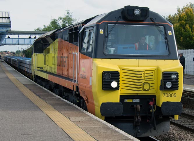 Colas Rail class 70805 at March station in October 2014