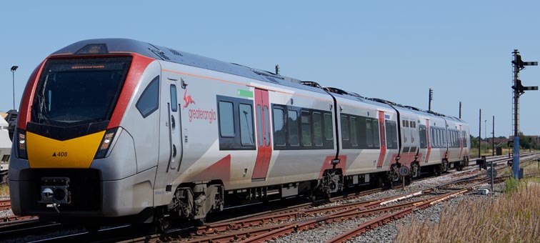 Greater Anglia Ipswich Peteborogh train in March South Yard