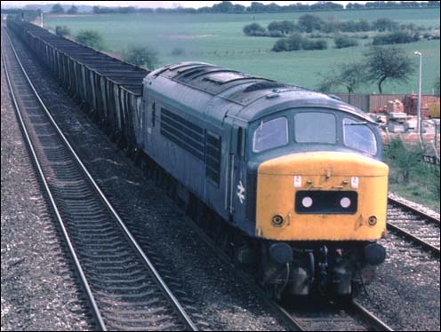 class 45 coming into Melton Mowbray with a freight  class 45 coming into Melton Mowbray with a freight