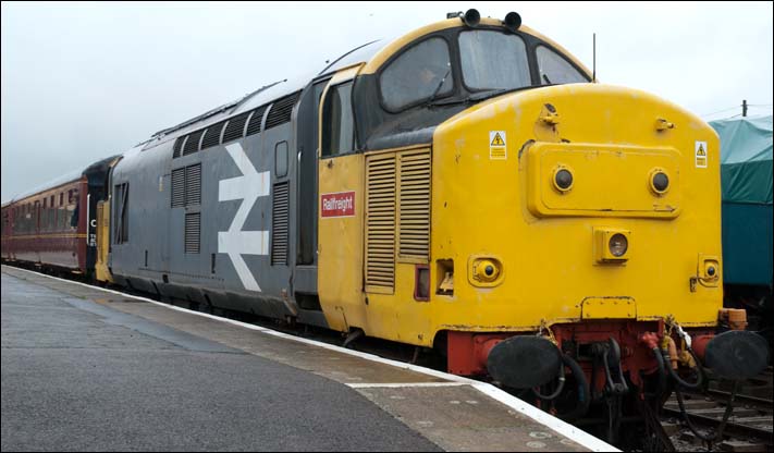 Class 37 906 in Railfreight Red Strip liverly at the MNR