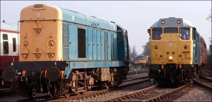Class 31 235 comes into Dereham with class 20 as D8069 waiting to take the next train to Wymodham 