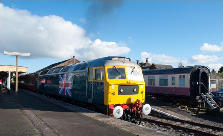Class 47580 County of Essex in Dereham station on Friday 21st September 2012