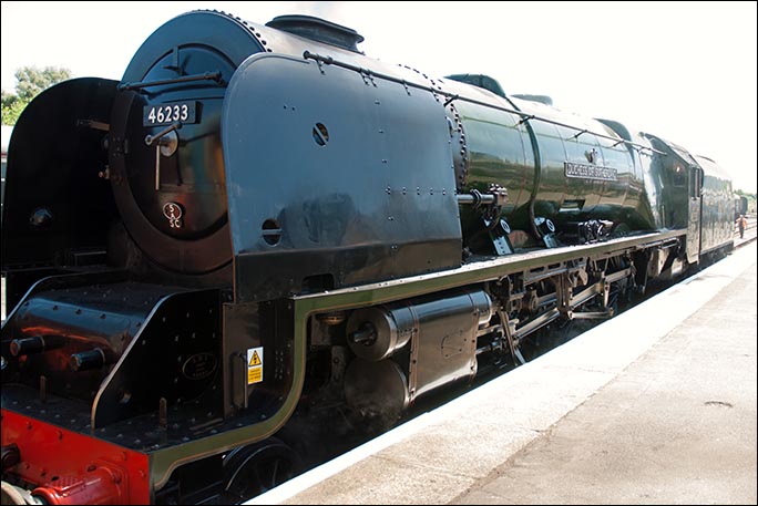 46233 Duchess of Sutherland in Dereham station on the 19th of July 2013 ready to leave for  Wymondham