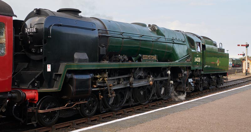 34028 Eddystone in Weyboure station on Sunday 16th April 2023.