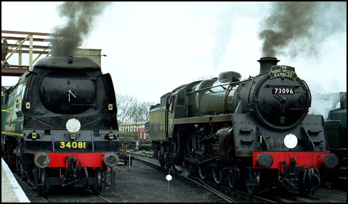  34081 and class 5 73096 at Wansford on the Nene Valley Railway