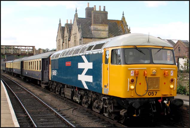 Class 56 057 named British Fuels was in Wansford station on the 7th October 2006