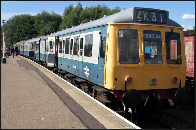 Class 117 DMU in the bay platform at Peterborough NVR station on the 17th September 2005