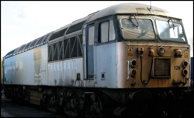 Class 56 128 on shed at Wansford