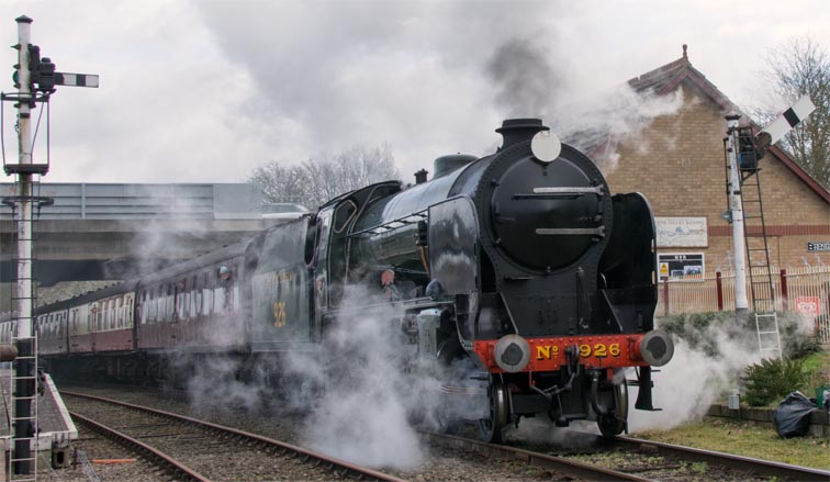 Southern 926 Repton leaving the Nene Valley's Orton Mere station