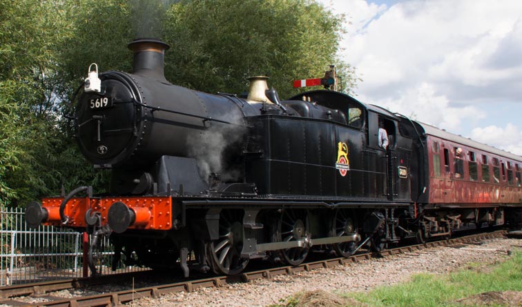 GWR 0-6-2T 5619 leaving Orton Mere