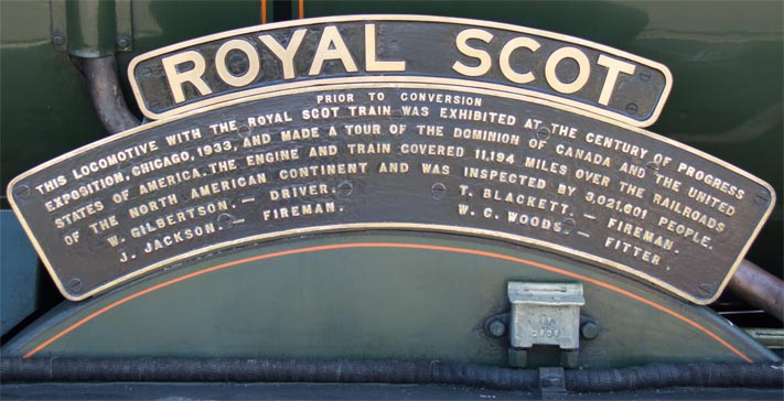 The name plate of Royal Scot 46100